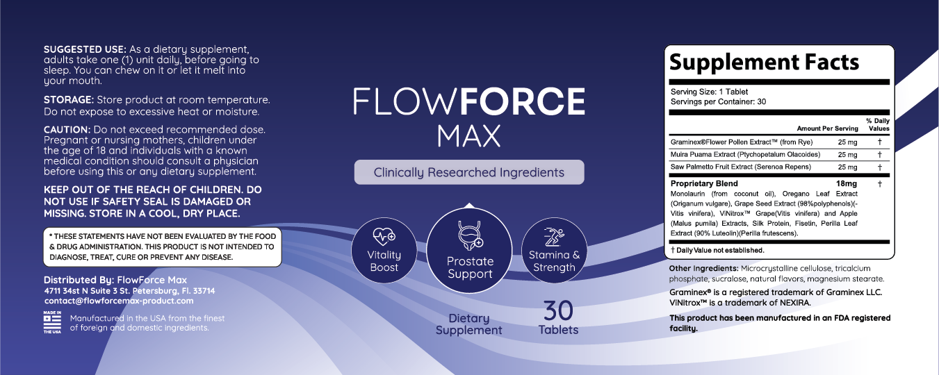 FlowForce Max supplement facts
